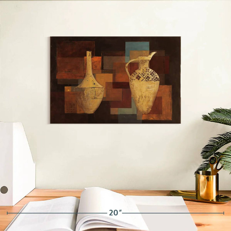 Senne, teintes d'automne avec vases, H 8 po x l 12 po