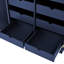 Armoire de rangement autoportante bleue avec 4 portes, 2 tablettes de porte intégrées et 3 tablettes réglables pour une salle à manger profonde de 17,6 pouces et 8 plateaux coulissants d'épicerie