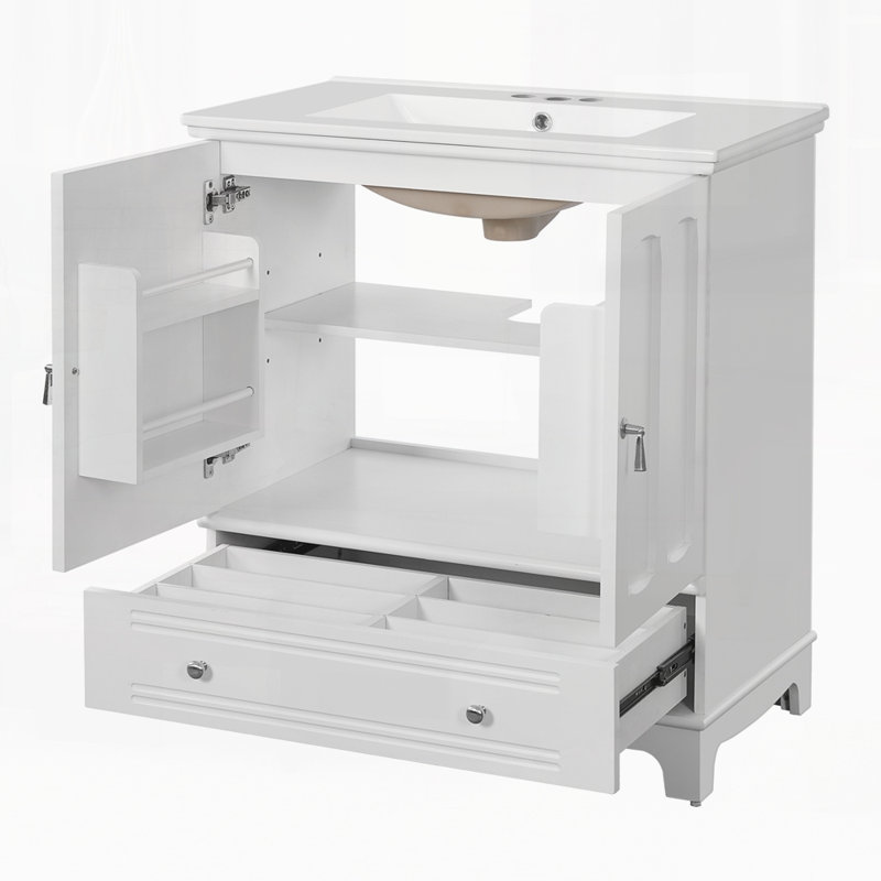 Meuble-lavabo 30 po avec lavabo en céramique, Blanc