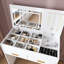 Flip Top Vanity Desk With LED Lighted Mirror & Built-In Outlet - Makeup Vanity Table With 2 Drawers, Open Storage, Hooks For Jewellery (No Stool Included)