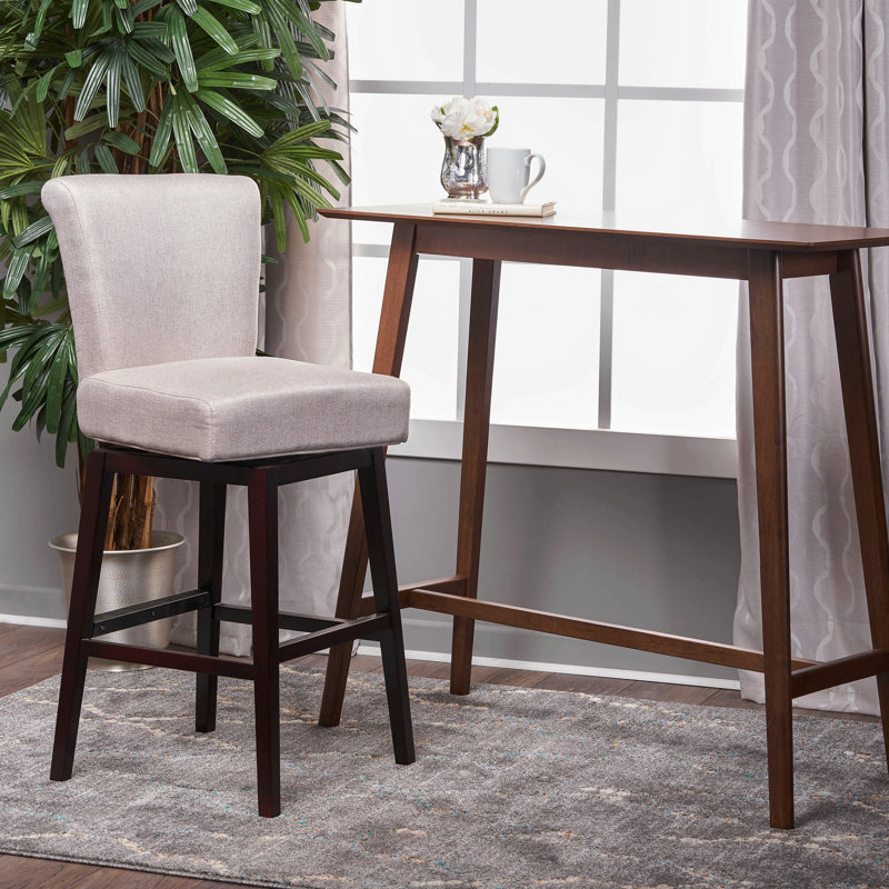 Tabourets de bar pivotants de 30,75 po de hauteur, structure en bois, coussin en tissu éponge et tabourets de bar rembourrés, chaises de bar de style simple