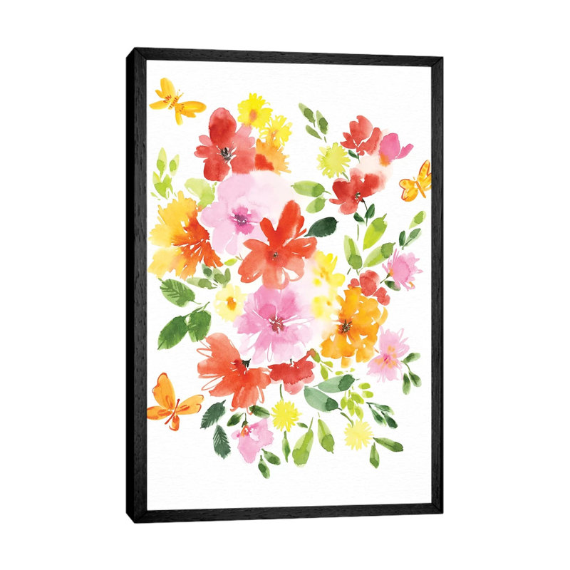Joyful Life I - Print on Canvas, 66.04cm H x 45.72cm W x 3.81cm D, Black Floater Framed