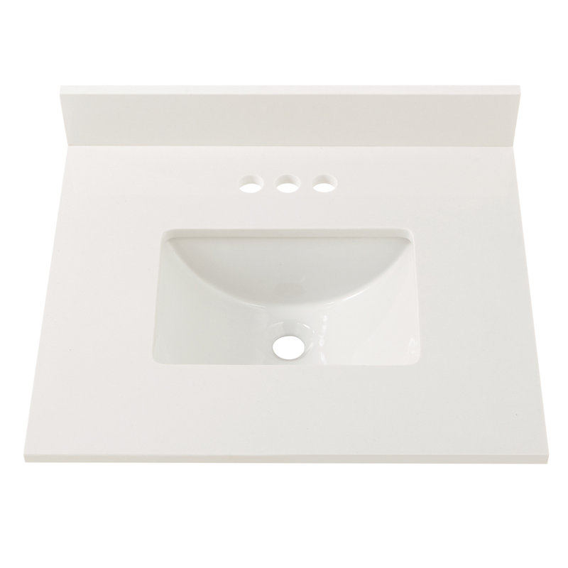 Winter White Engineered Stone Vanity Top with Ceramic Bowl