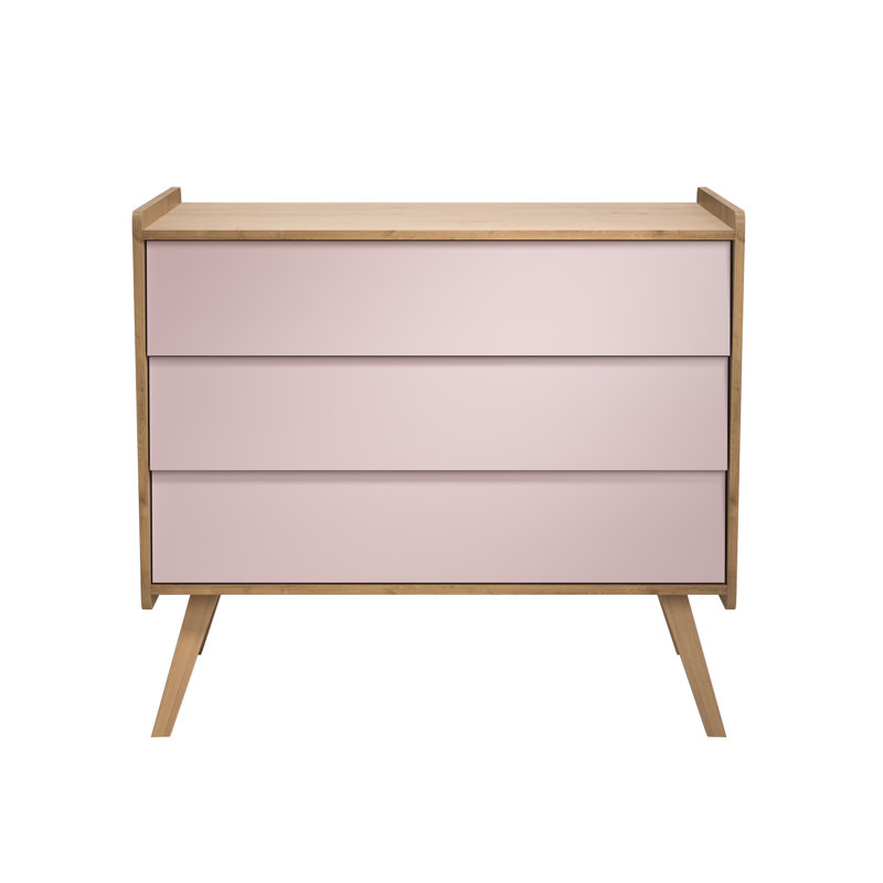Antoine Changing Table, Oak/Light Pink