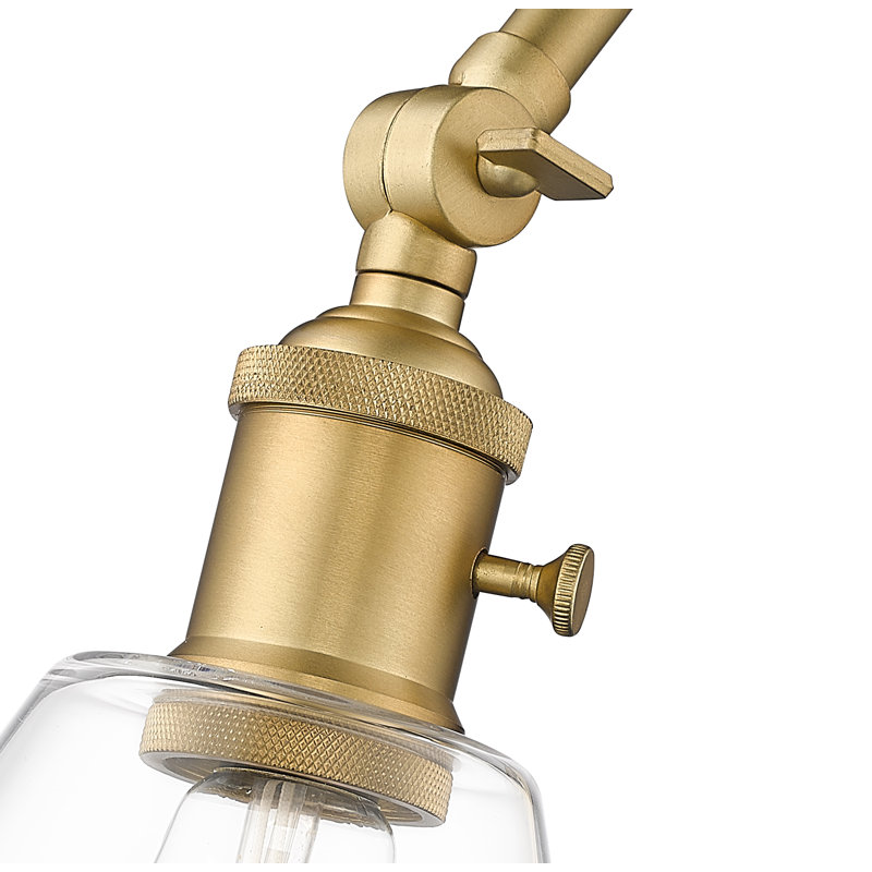 Wyck Steel Swing Arm Sconce, Rubbed Brass