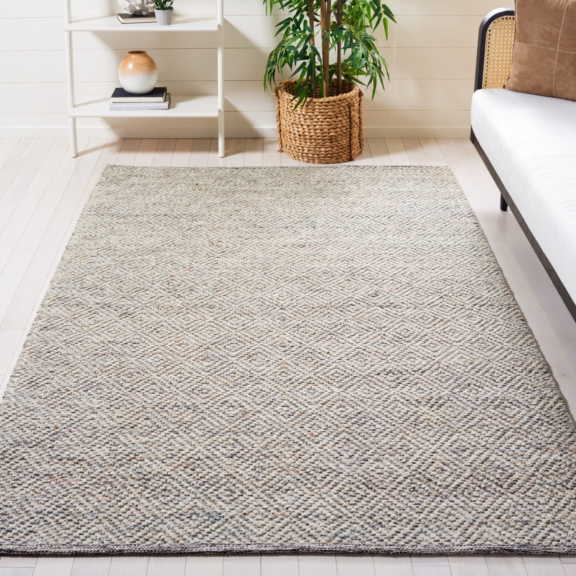 Grey Charcoal Chunky Felted Wool Modern Design Hand Woven Wool Flatweave Rug, Customize in any shops size-4756