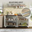 Buffet cannelé avec rangement, armoire de rangement pour cuisine à 4 portes, armoire à café avec tablettes réglables, pieds de soutien supplémentaires pour la cuisine et le salon