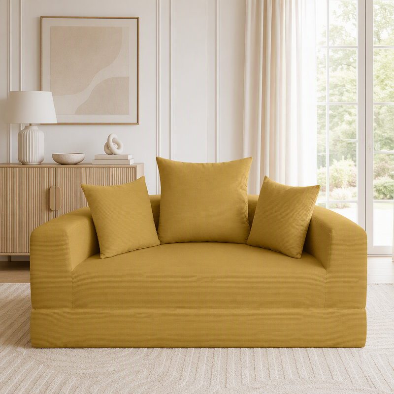 Convertible sofa couch bed,multi-functional,circular bed,adjustable Futon sofa, Yellow