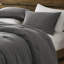 Couette gaufrée lavée pour lit double/queen - 3 pièces, texture spéciale, côtés 100 % coton, style vintage, tissu et garnissage adaptés à toutes les saisons, entretien facile et sécuritaire, couleur anthracite, 3 pièces, tissage différent, couverture surdimensionnée.