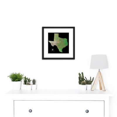 Map County Satellite USA State Flag Texas Old Replica 1 Piece Single Picture Frame Painting