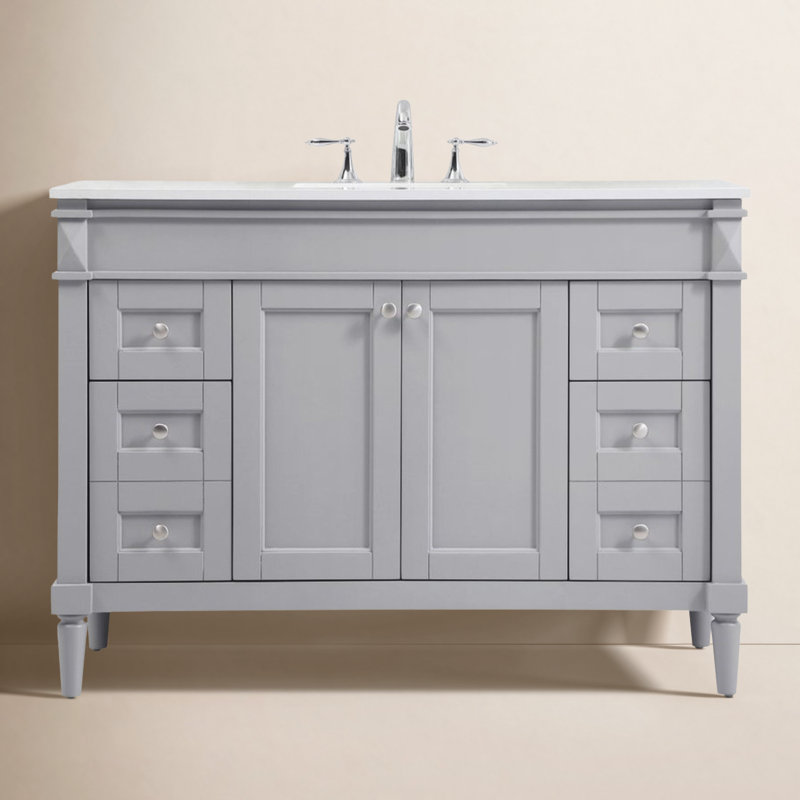 Readington 48'' Single Bathroom Vanity with Engineered Marble Top, Gray