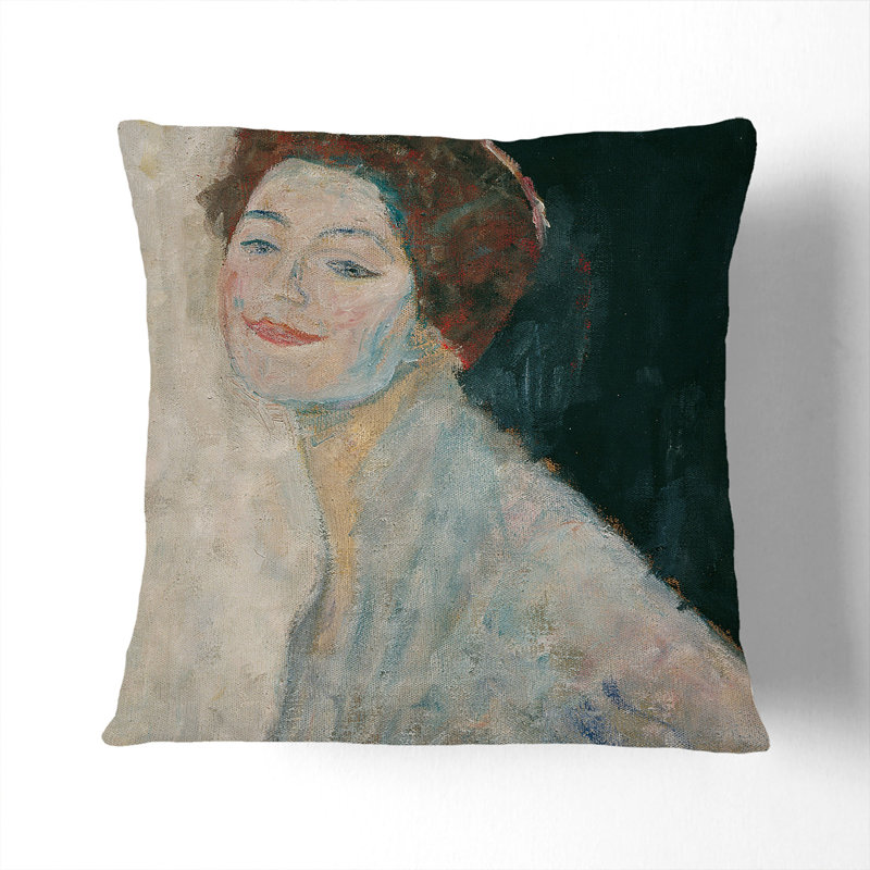 Lady in White Scatter Cushion with Filling, 55cm H x 55cm W x 20cm D, White