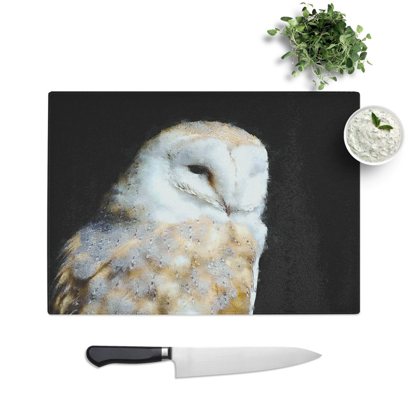 Barn Owl Vol.3 Painting Chopping Board, 0.4cm H x 29cm W x 39cm L