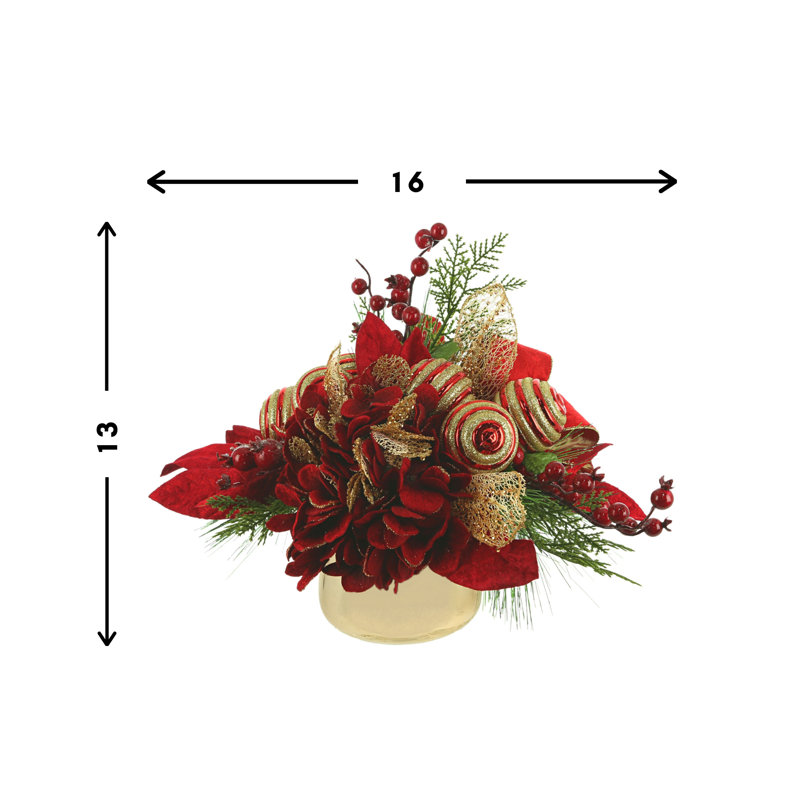 Festive Hydrangea Arrangement, Red