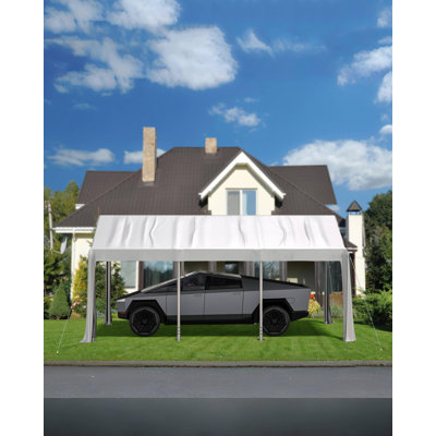 Housse de remplacement pour abri d'auto 13 po x 20 po - Tissu PE 220G imperméable, résistant aux UV et au vent - Blanc (housse SEULEMENT, cadre NON inclus)