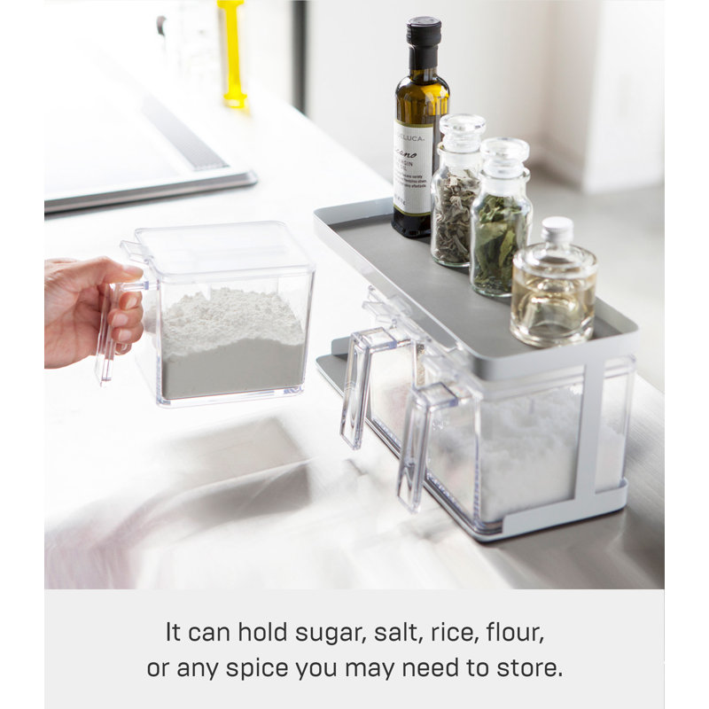 White Wooden Countertop Spice Rack with Canisters
