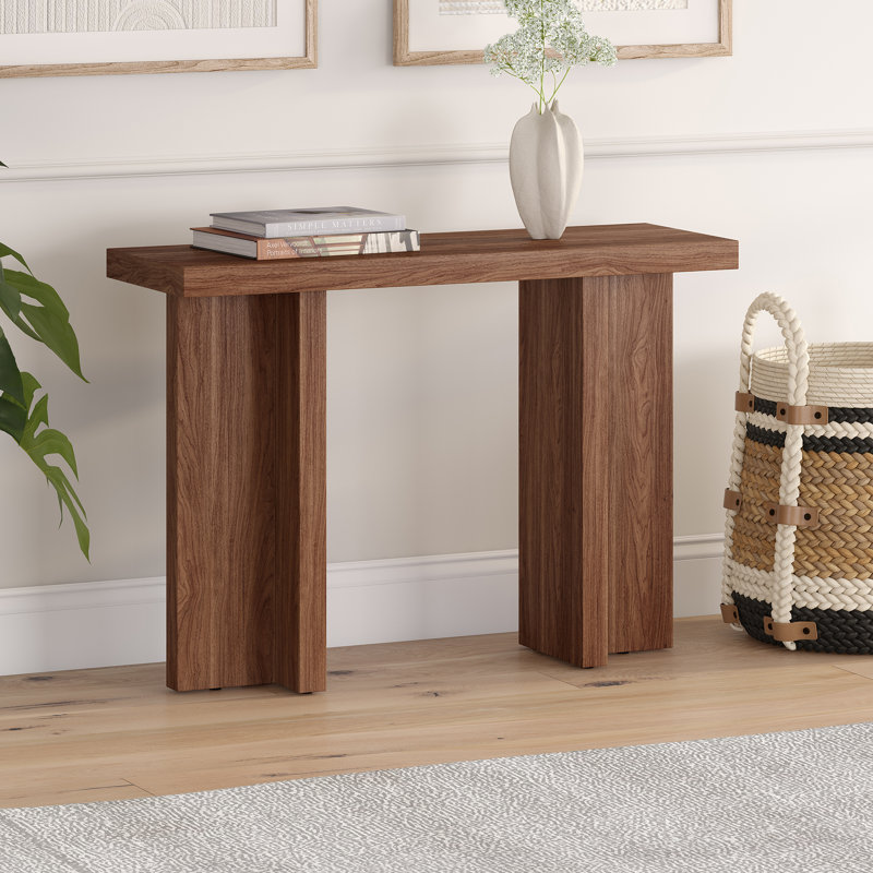 Console rectangulaire de 42 po de large en noyer satiné Cerrone, Noyer satiné