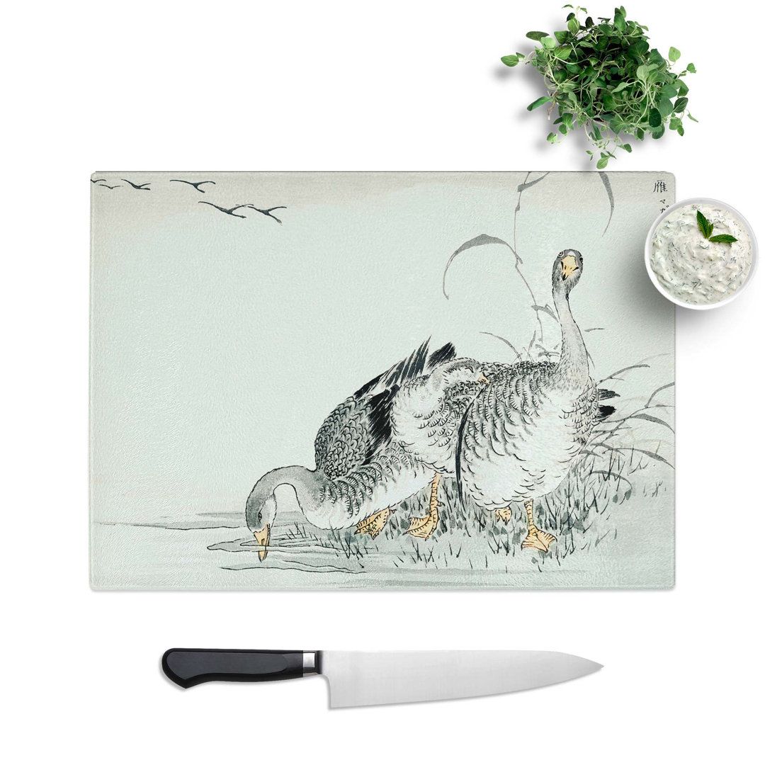 Tempered Glass White Fronted Goose by Numata Kashu Chopping Board