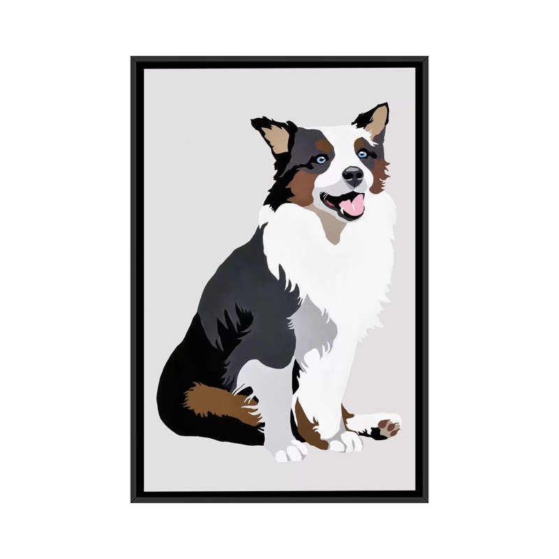« woof on gray » par julie ahmad, reproduction d’impression sur toile tendue, H 26 po x l 18 po x P 1,5 po, Pas de tapis