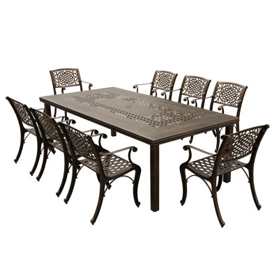 Brayleigh Rectangular 8 - Person 95" Long Aluminum Dining Set