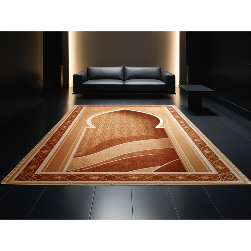 Machine Washable Oakridge Global Inspired Oriental Rug in Brown – LightBrown Binding, 2x4