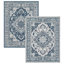 Tapis performance tissé à la machine médaillon Dahlia - ivoire / bleu - 5 pi 3 po x 7 pi-422153448