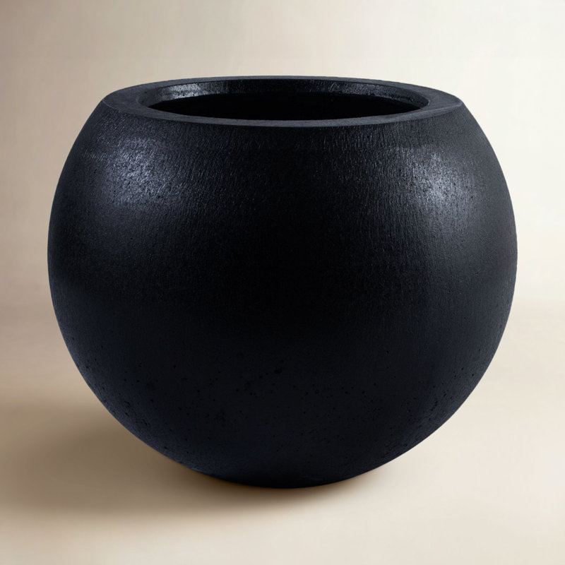 Mcgill Concrete Pot Planter, Black, 12.7" H x 15.7" W x 15.7" D
