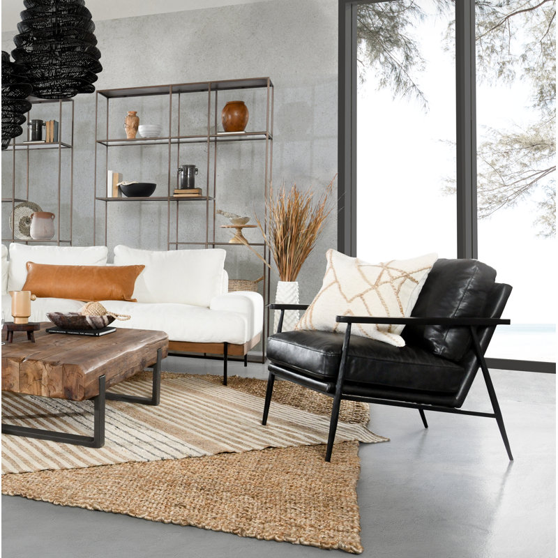 Arnold Leather Club Chair, Black/Black