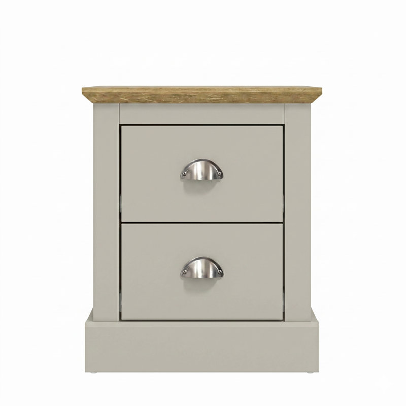 Octave 2 Drawer Bedside Table, Light Grey
