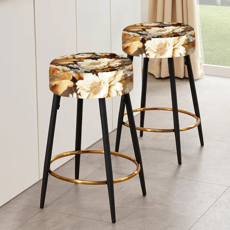 Rustic Brocade Elegance Victorian Pattern - Floral Bar Stools Set Of 2