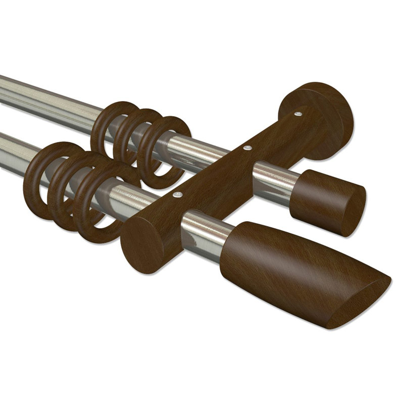 Talbotton Adjustable 2cm Double Curtain Pole, 5cm H x 420cm W x 18cm D