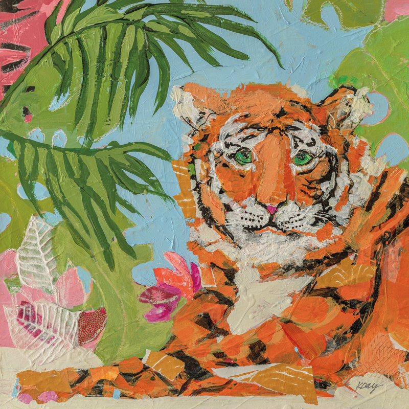 Tiger At Rest Crop by Kellie Day - Wrapped Canvas Painting, 51cm H x 51cm W x 3.8cm D