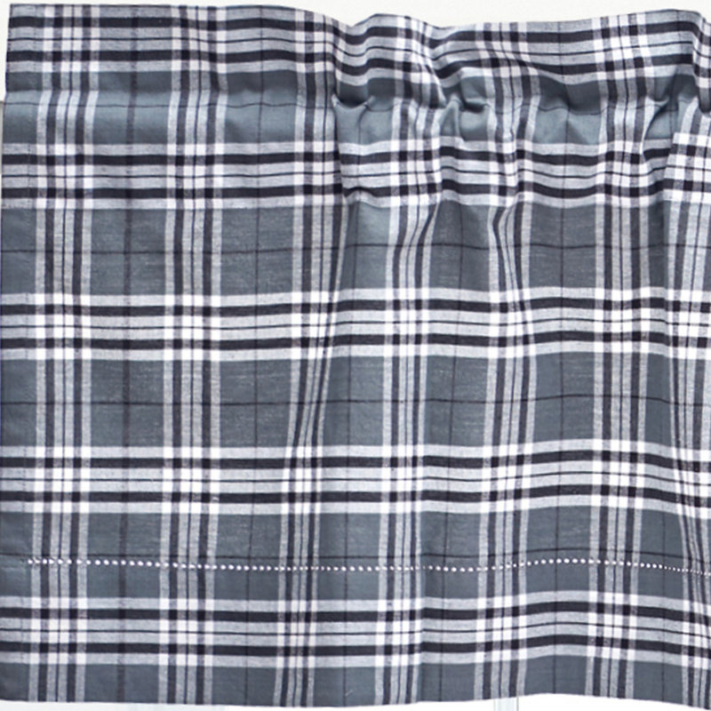 Vandervliet Max Plaid Cotton Valance Window Treatment, Gray