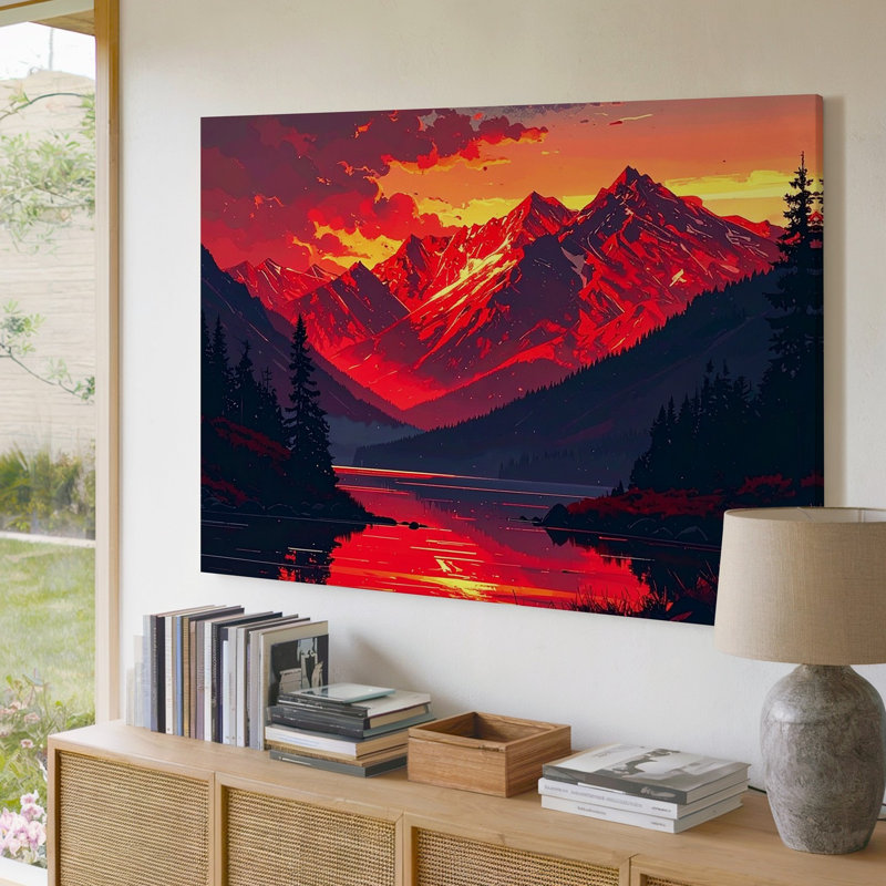 «Crimson Twilight Mountain», art sur toile, H 30 po x l 30 po