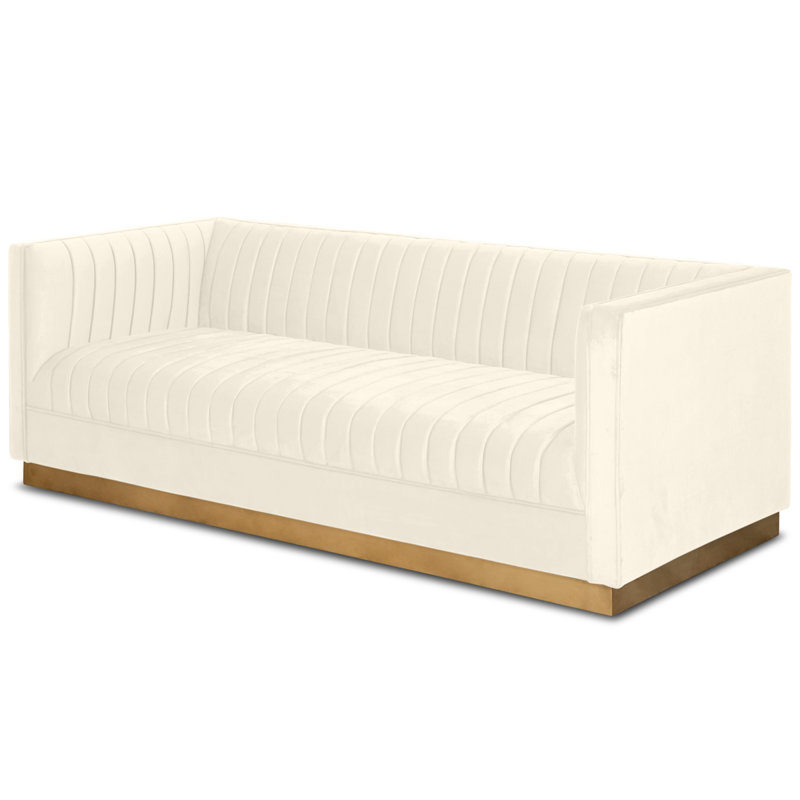 Dunigan 83'' Velvet Sofa, Cream