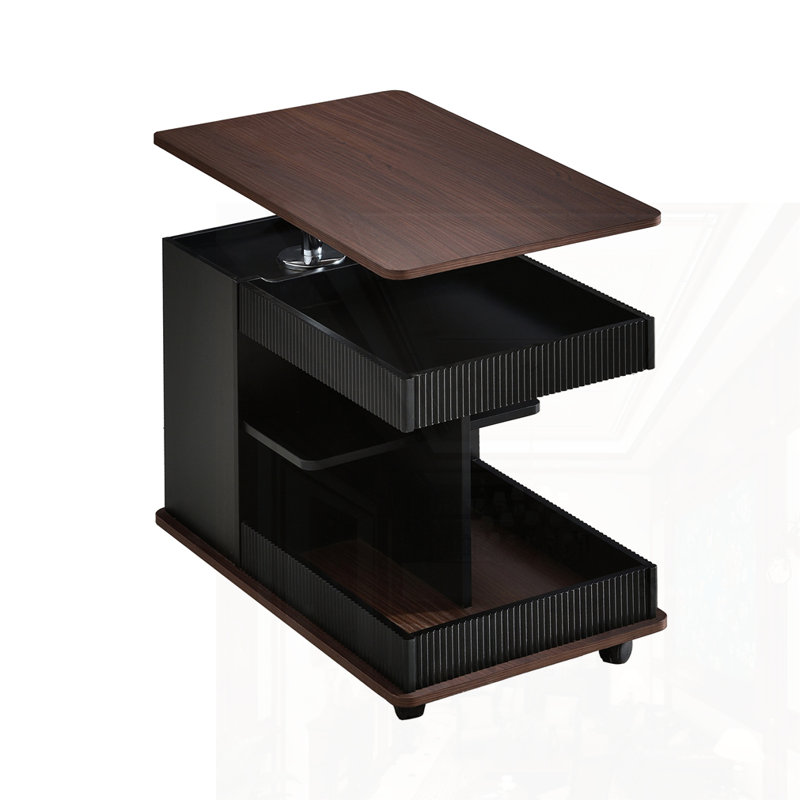 Table de bout réglable avec roulettes, Noir