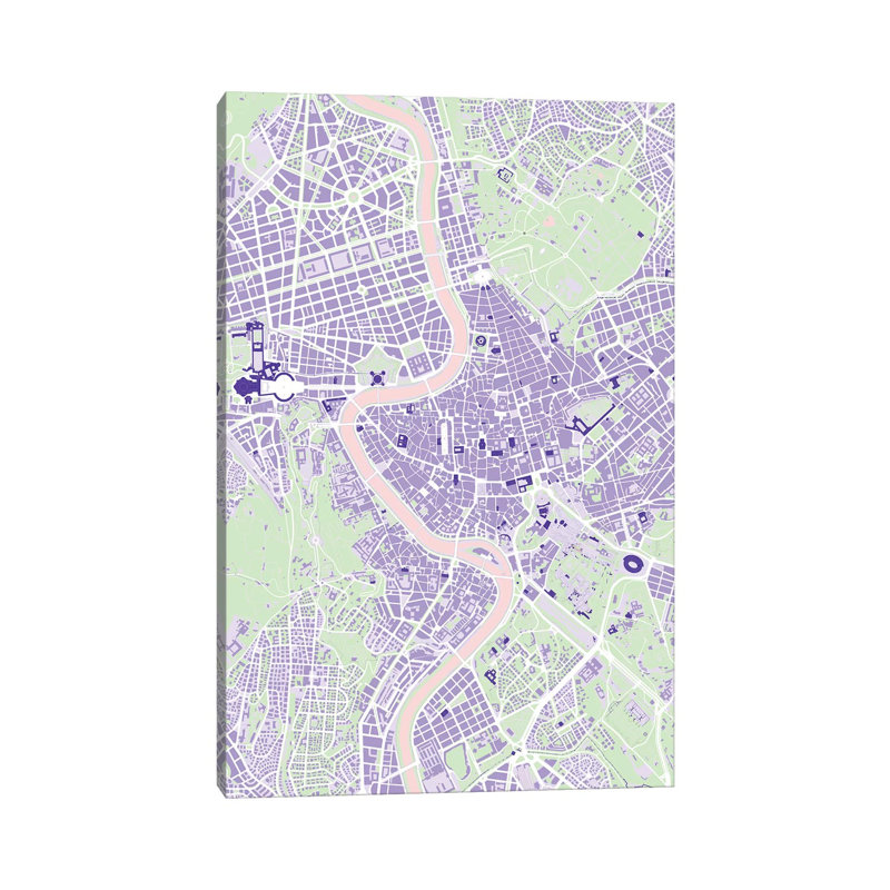 Rome Violet by Planos Urbanos - Wrapped Canvas Print, 30.48cm H x 20.32cm W x 1.91cm D