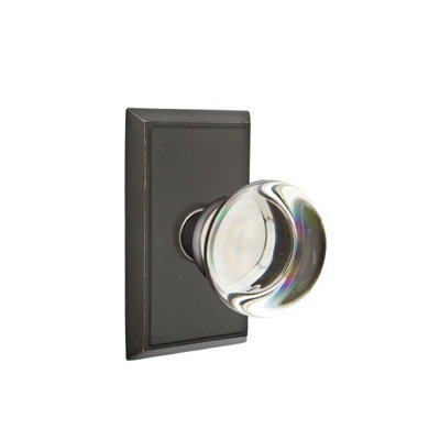 Ensemble de mortaise intérieure Emtek Passage avec rosette rectangulaire et bouton en verre Providence (LH)