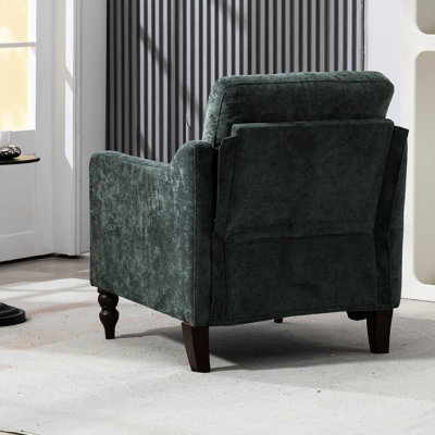 Simple confortable avec orifice latéral et rangement, rembourrage en coton PP, pieds en bois rétro de style nuage pour chaise de chambre à coucher foncé, rembourrage multicouche, salon de rangement