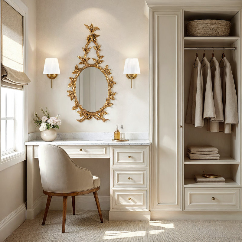 Oakmont Flat Composite Wall Mirror, Antique Gold