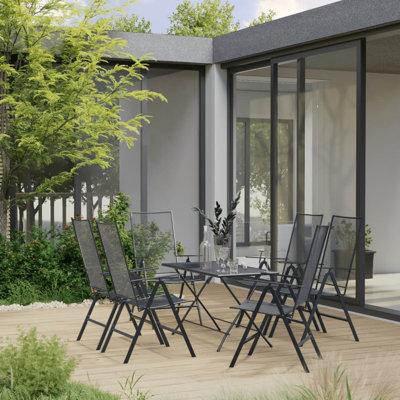 Table de salle à manger et chaise de patio en acier anthracite