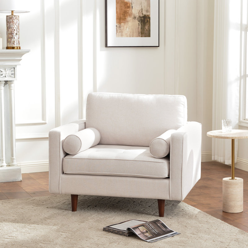 Fauteuil rembourré 42 po Geo, Lin ivoire