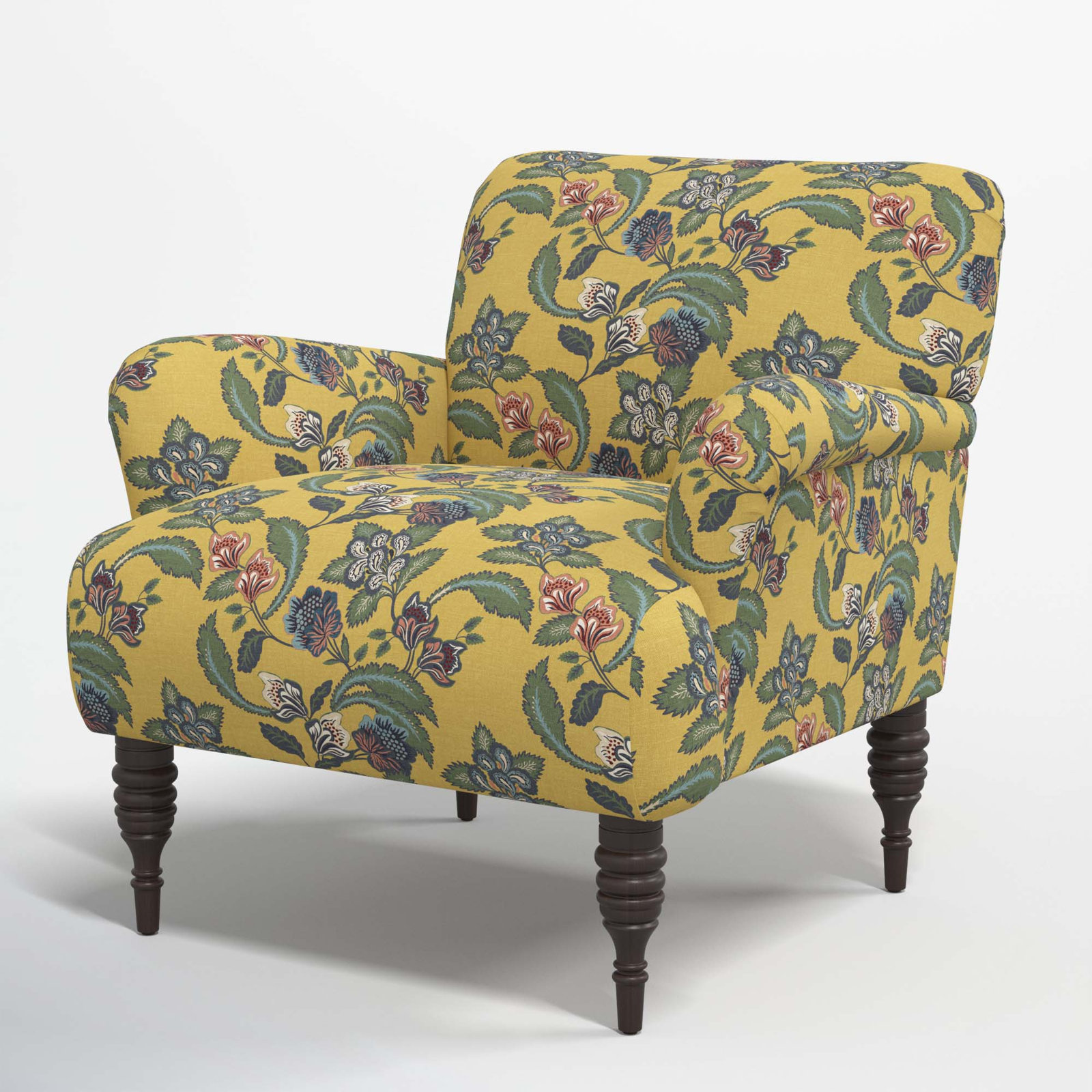 Allura 32'' Wide Cotton Armchair, Libby Floral Gold