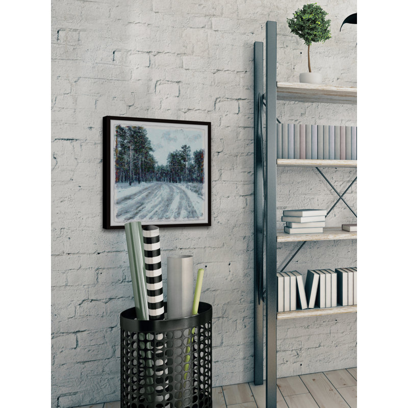 Snowy Road - Single Picture Frame Painting, 45cm H x 45cm W x 3.81cm D