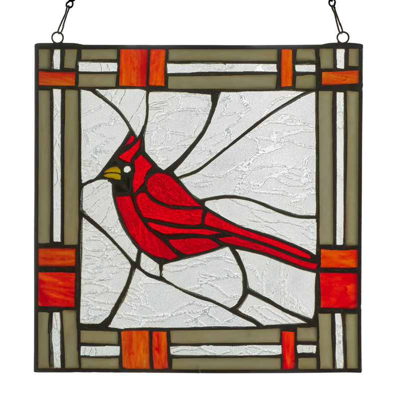 11"H Cardinal Stained Glass Window Panel