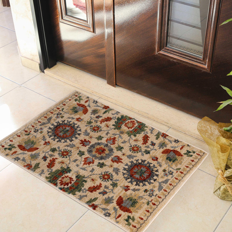Dederang 100% Polypropylene Traditional Medallion Beige Indoor Area Rug, Rectangle 2' x 3'