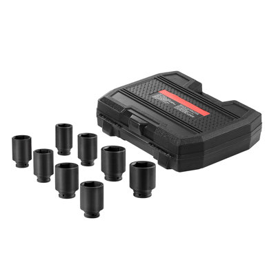 Axle Nut Impact Socket Set 1/2" Drive Deep 6-Point 8PCS SAE Nut Socket