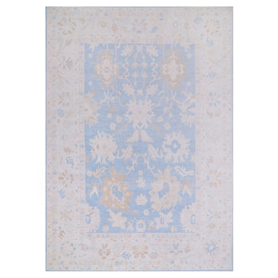 Pacific Ushak Wool Weft 12X17 Blue / Ivory Transitional Hand Knotted Oversize Rug