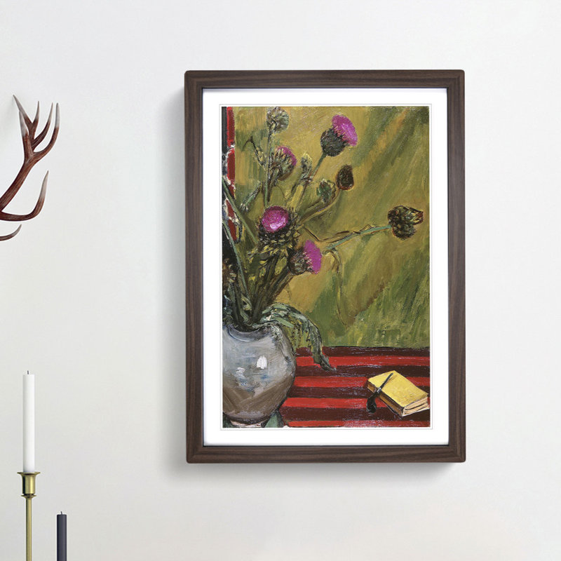 Vase of Flowers by Fujishima Takeji - Picture Frame Painting Print, 36cm H x 27cm W x 2cm D, Walnut Framed