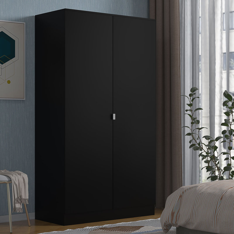 Marlyne 2 Door Manufactured Wood Wardrobe, Black